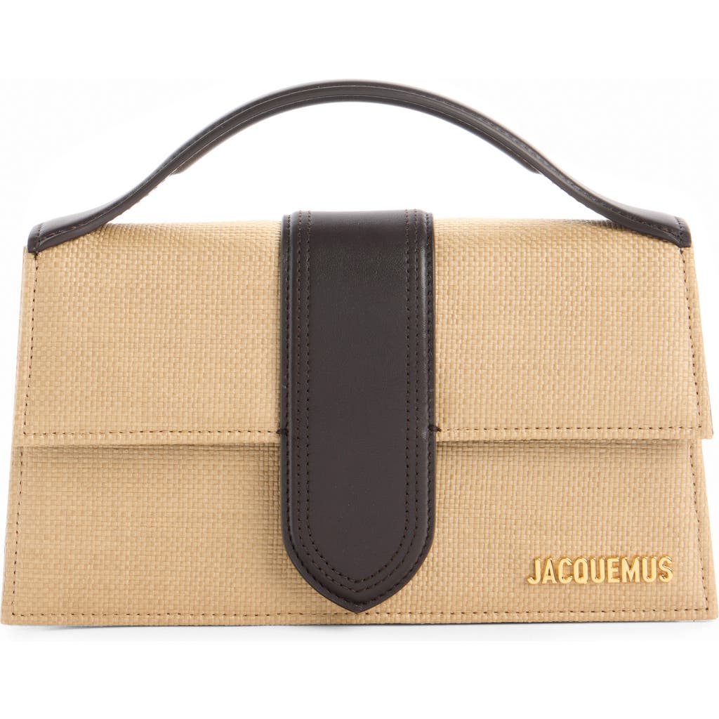 Jacquemus Le Grand Bambino Woven Straw Top Handle Bag In Brown