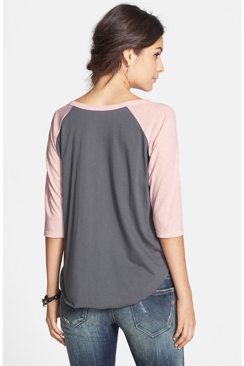 'Hearts Run Free' Baseball Tee, Alternate, color, CHARCOAL/ BLUSH