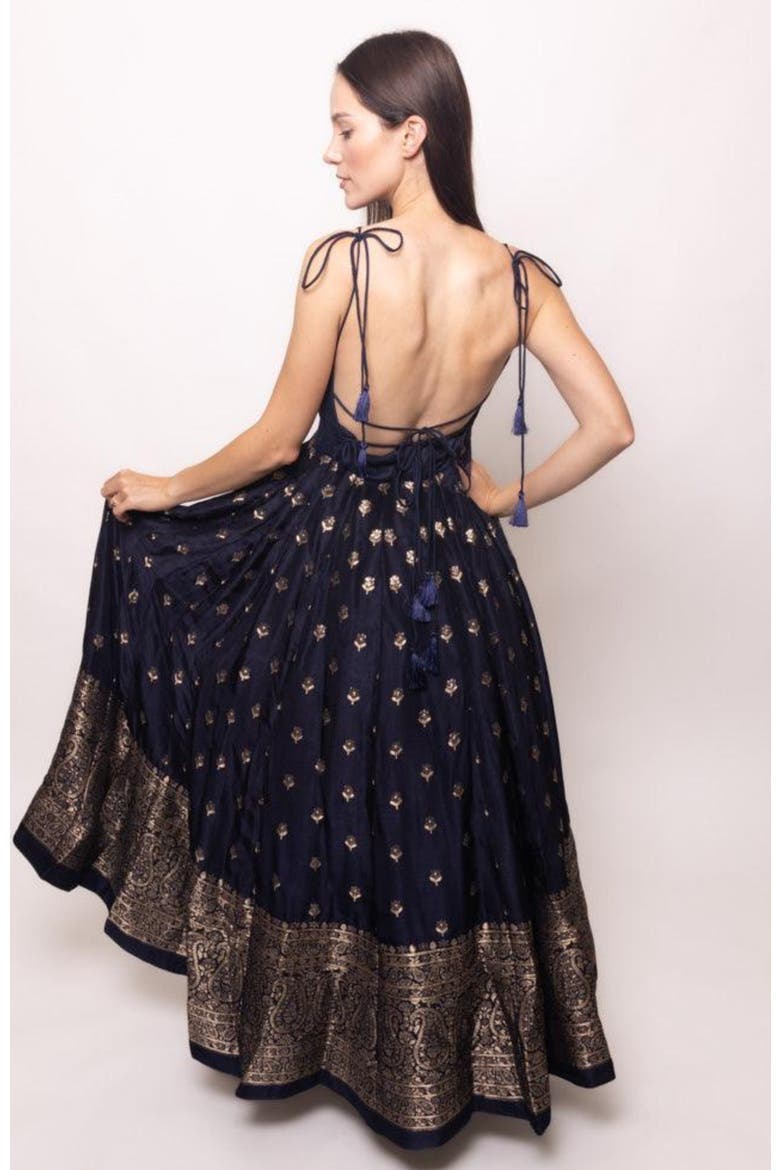 Alastair Open Back Gown, Alternate, color, Navy Blue