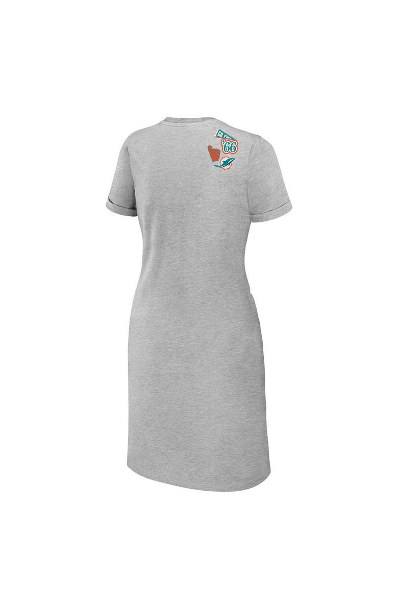 WEAR by Erin Andrews Women's WEAR by Erin Andrews Heather Gray Miami Dolphins  Knotted T-Shirt Dress, Alternate, color, 