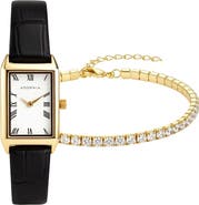 Adornia Zurich Watch & Tennis Bracelet Set