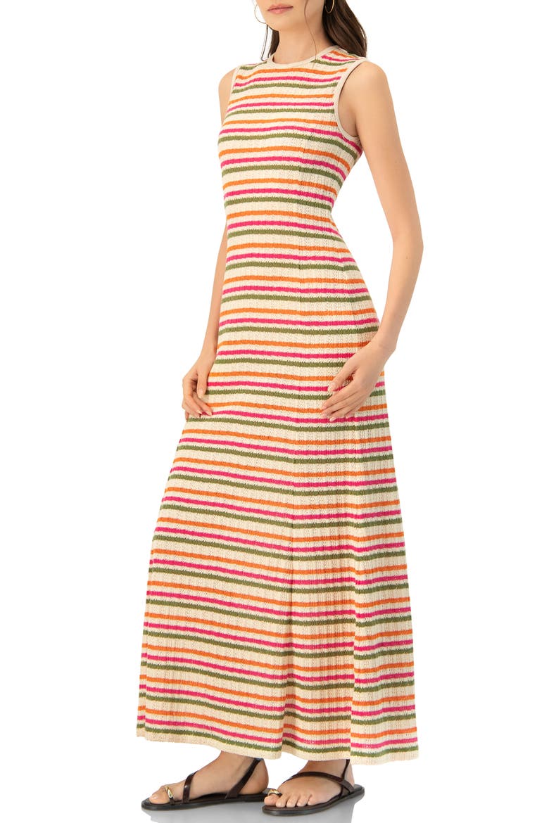 Sleeveless Striped Knit Maxi Dress, Alternate, color, Multicolor-Ivory
