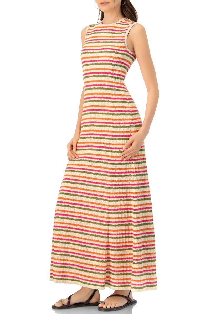 IVONNE Sleeveless Striped Knit Maxi Dress, Alternate, color, Multicolor-Ivory