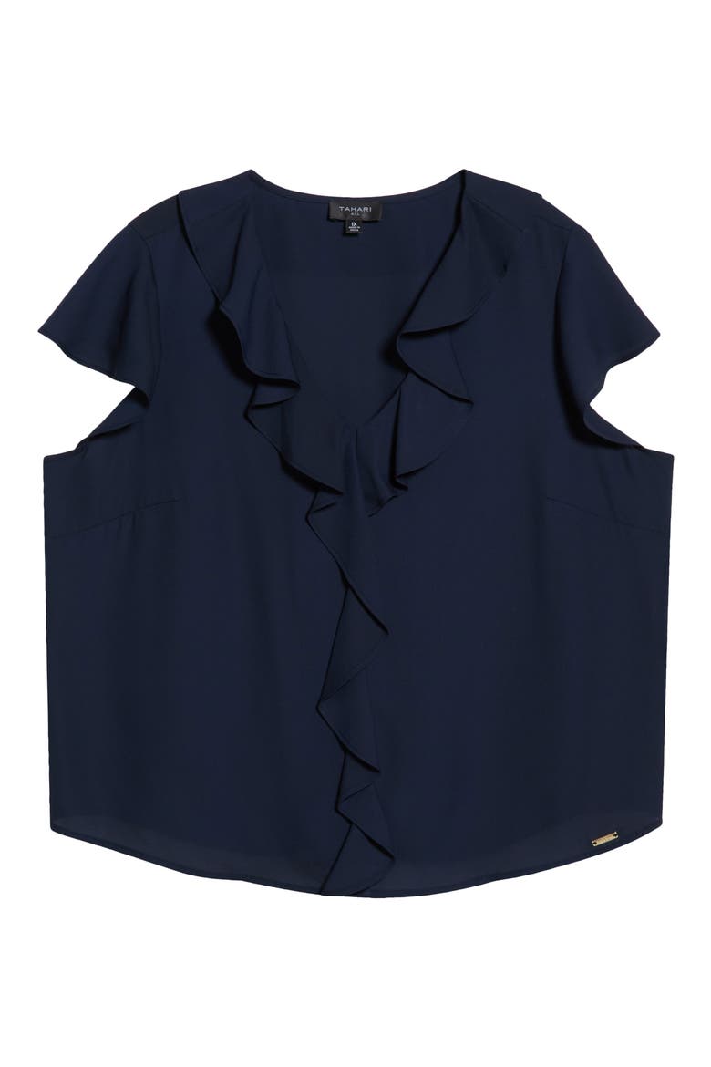 Ruffle Front Top, Main, color, NEW NAVY