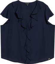 Tahari ASL Ruffle Front Top