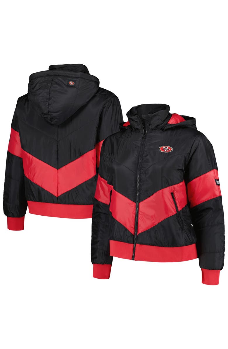 THE WILD COLLECTIVE Women's The Wild Collective  Black San Francisco 49ers Puffer Full-Zip Hoodie, Alternate, color, 