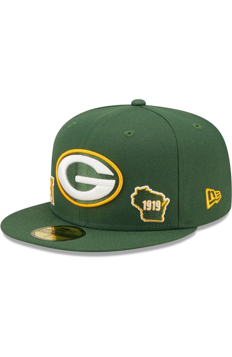 New Era Men's New Era Green Green Bay Packers Identity 59FIFTY Fitted Hat, Main, color,
