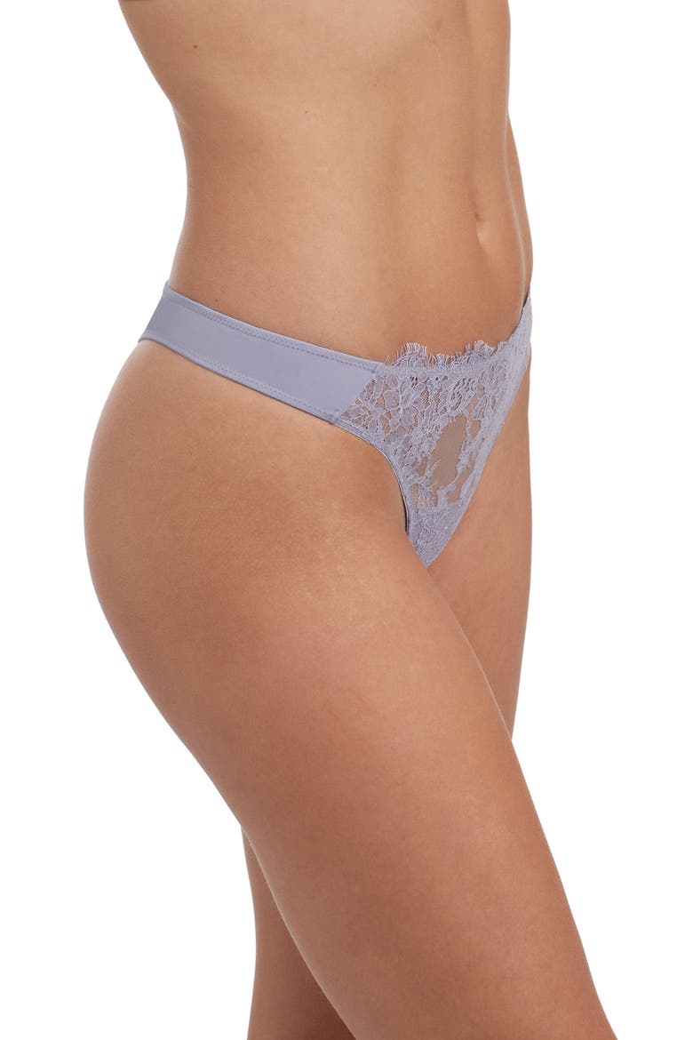 Entice Lace Front Thong, Alternate, color, Lavender Dusk