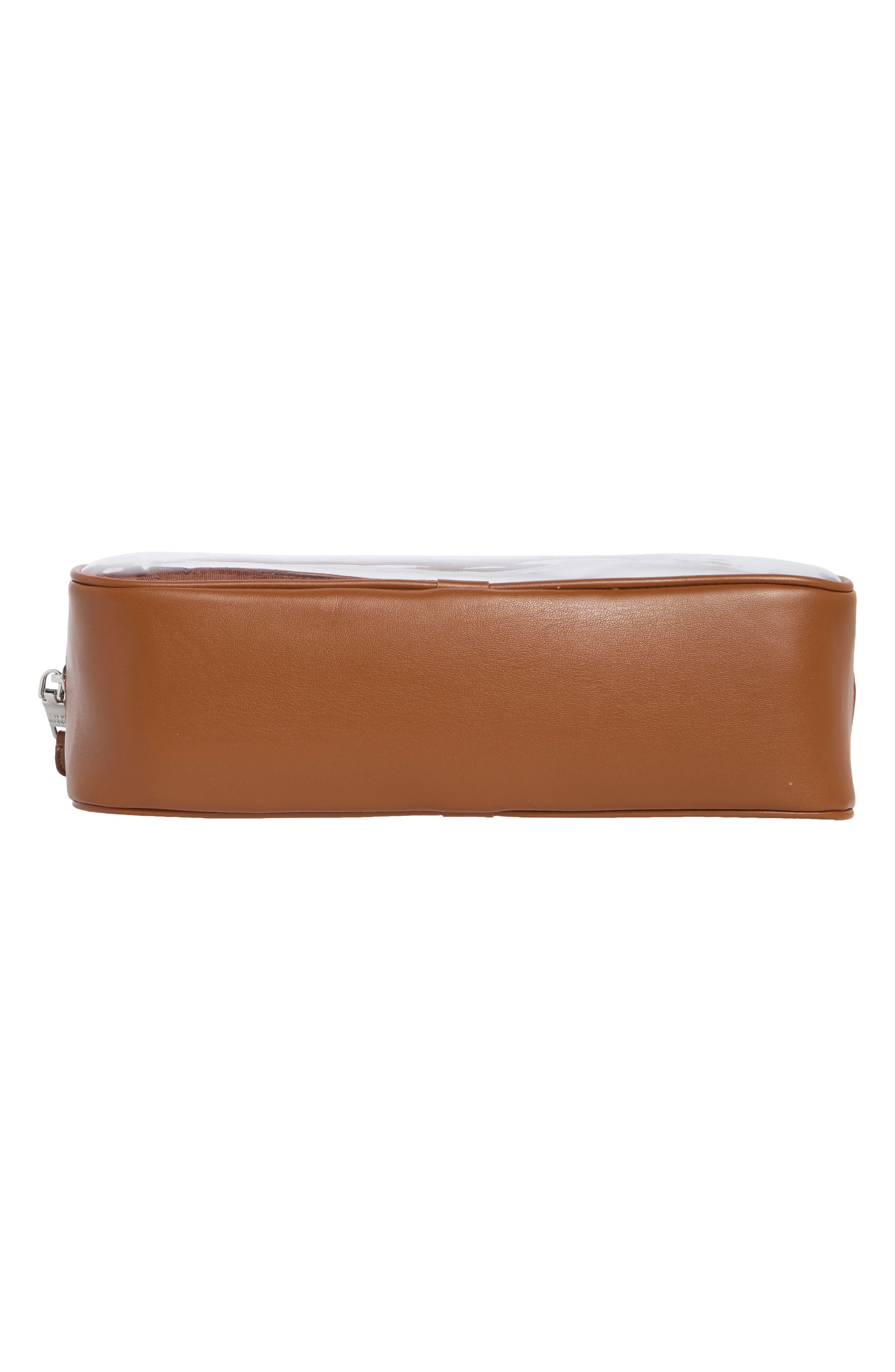 Goldee Clear Shoulder Bag with Fish Pouch, Alternate, color, COGNAC