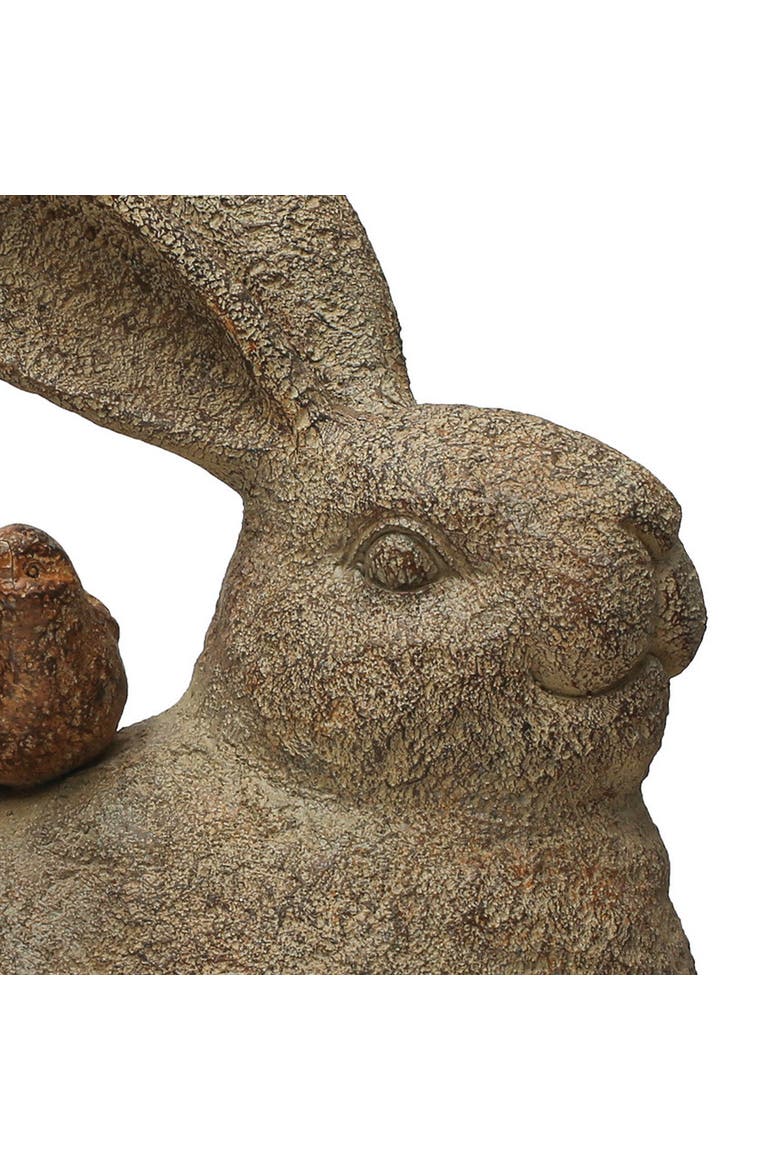 Decorative Resting Rabbit with Birds Figurine, Brown, Alternate, color, Brown