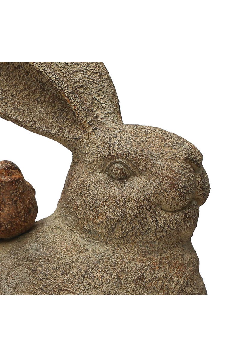 Storied Home Decorative Resting Rabbit with Birds Figurine, Brown, Alternate, color, Brown