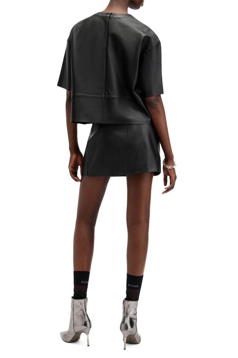 Renai Leather Miniskirt, Alternate, color, BLACK