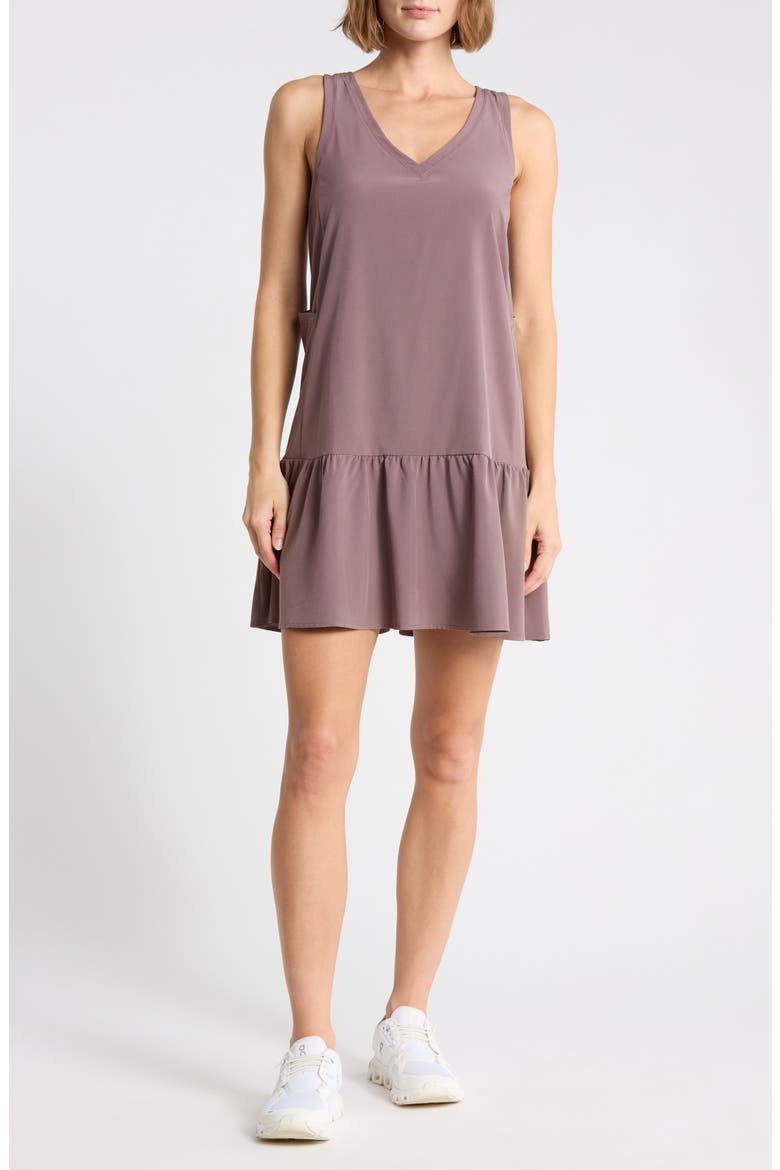 Solstice Sleeveless Tiered Minidress, Main, color, GREY PLUM