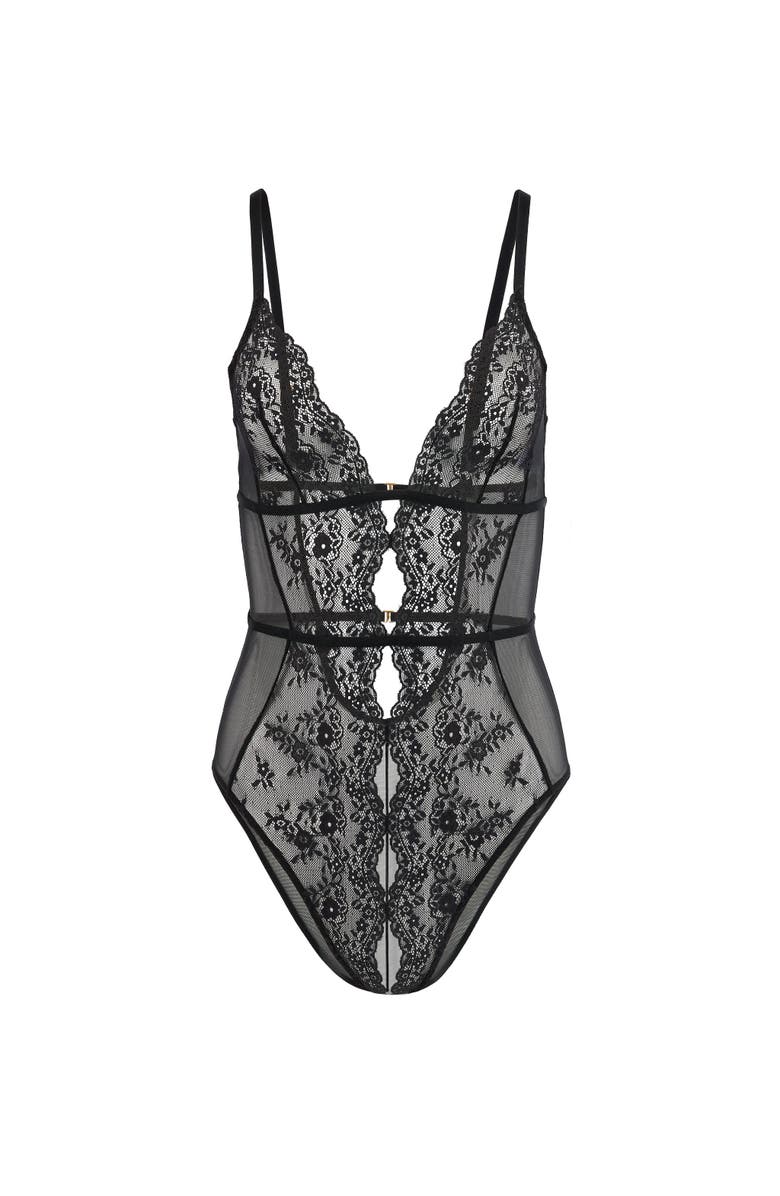 Adore Me Rosie Crotchless Bodysuit Lingerie, Alternate, color, Jet Black