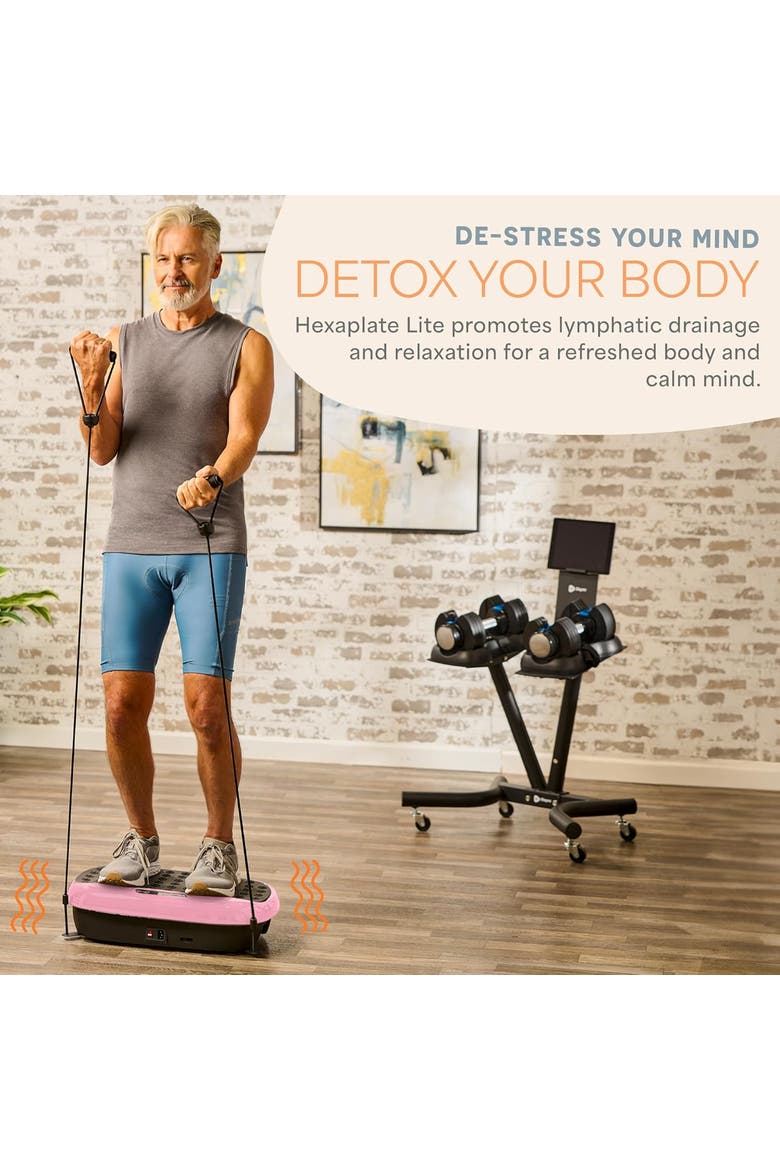 HexaPlate Lite Vibration Plate Exercise Machine Full Body Recovery and Muscle Toning, Alternate, color, Pink