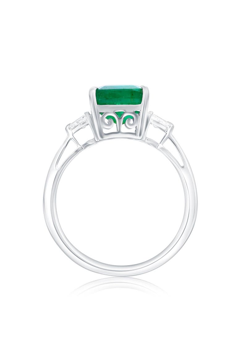 14K White Gold 3.03ct Emerald & 0.31cttw Diamond Ring, Alternate, color, Green