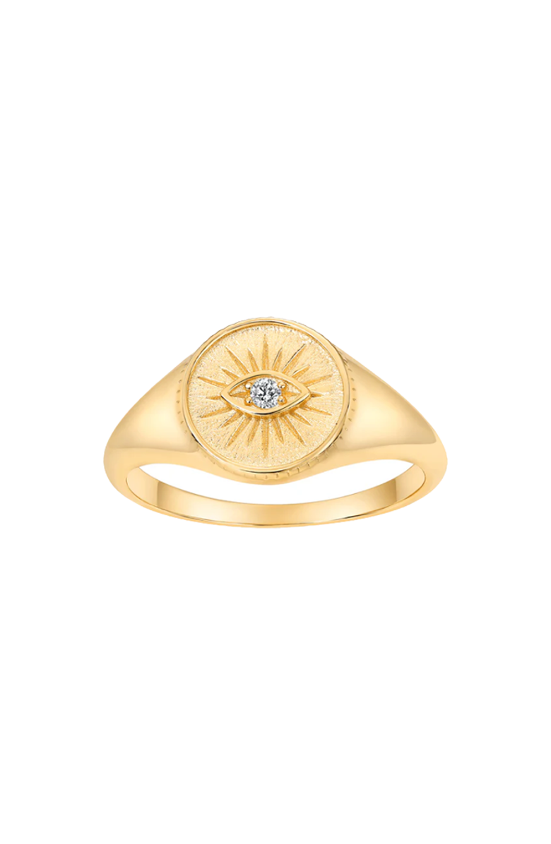 BY ADINA EDEN CZ Evil Eye Signet Pinky Ring, Main, color,