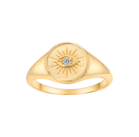 CZ Evil Eye Signet Pinky Ring