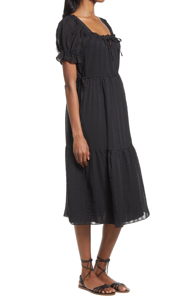 Madewell Square Neck Tiered Midi Dress, Alternate, color,