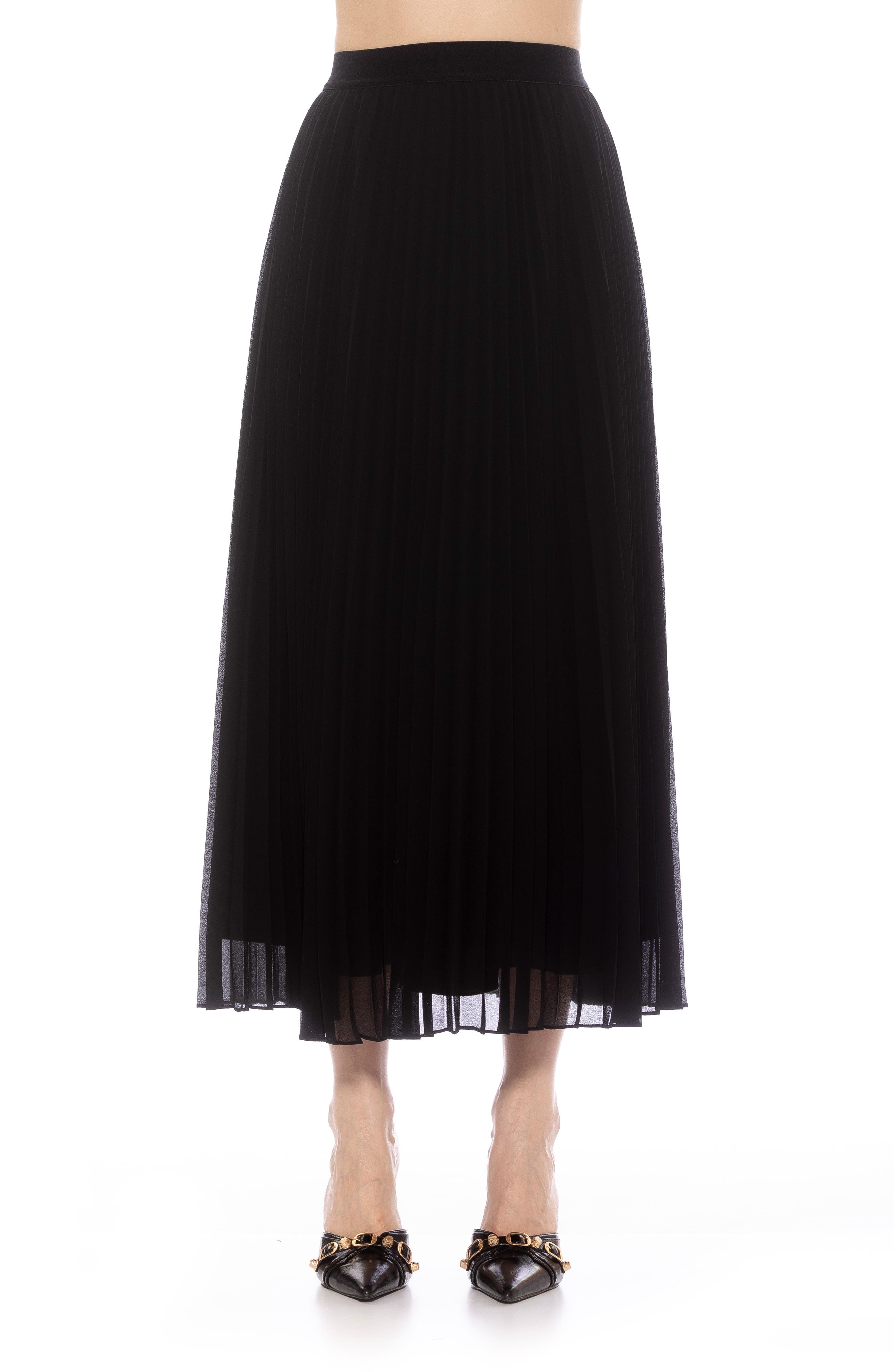 Alexia Admor Kesia Midi Chiffon Pleated Skirt