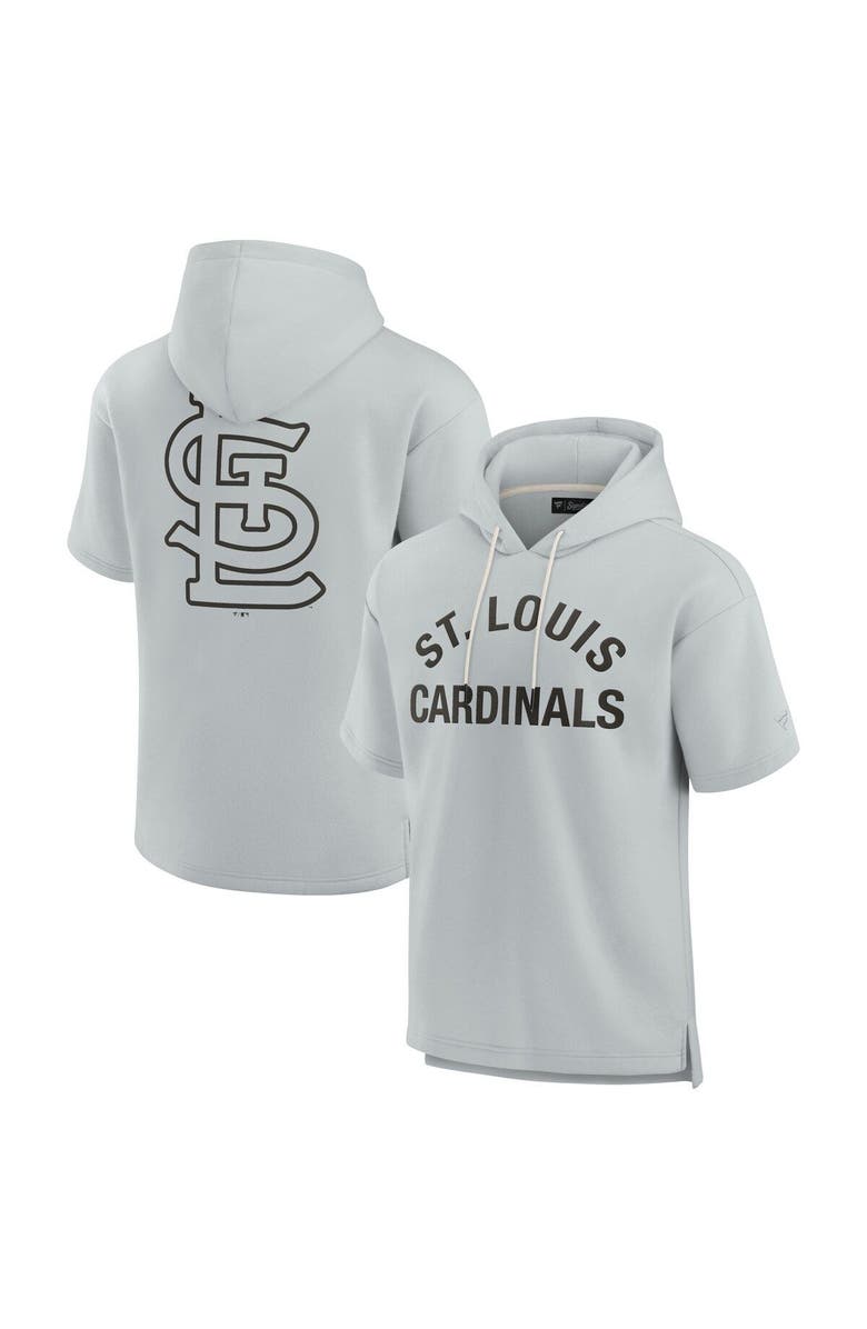 Fanatics Signature Unisex Fanatics Signature Gray St. Louis Cardinals Elements Super Soft Fleece Short Sleeve Pullover Hoodie, Main, color, Gray
