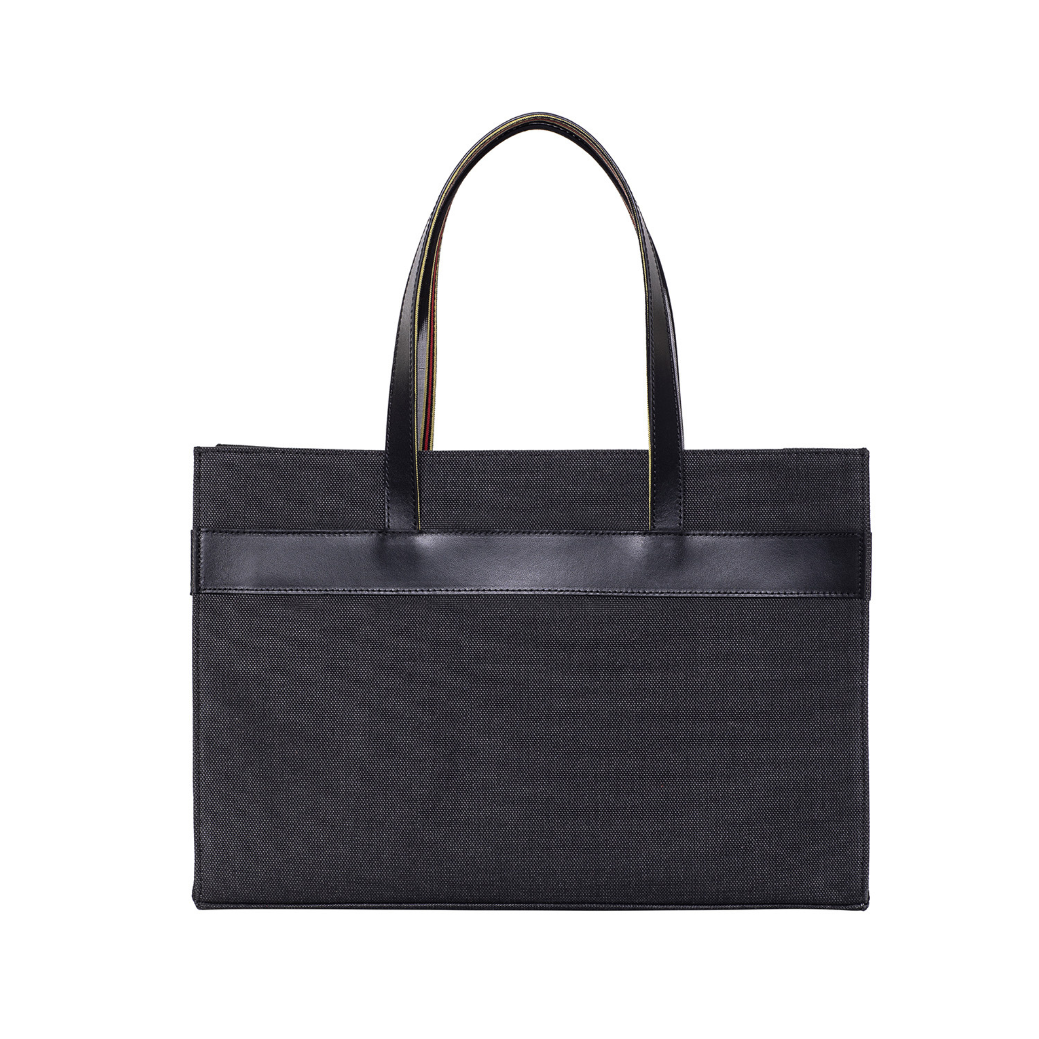 K'ai & Vrosi Leather & Canvas Tote Bag with Pockets, Alternate, color, Black
