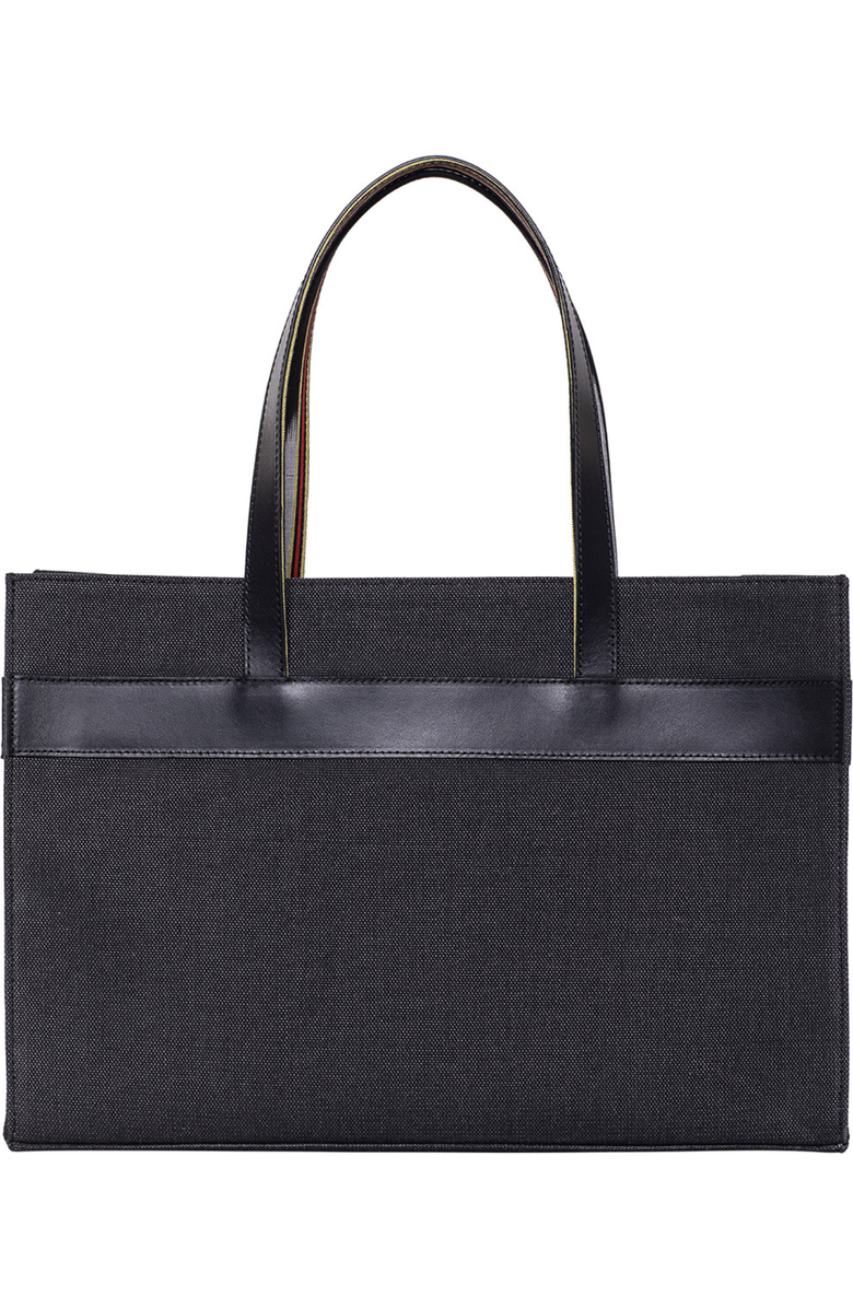 K'ai & Vrosi Leather & Canvas Tote Bag with Pockets, Alternate, color, Black