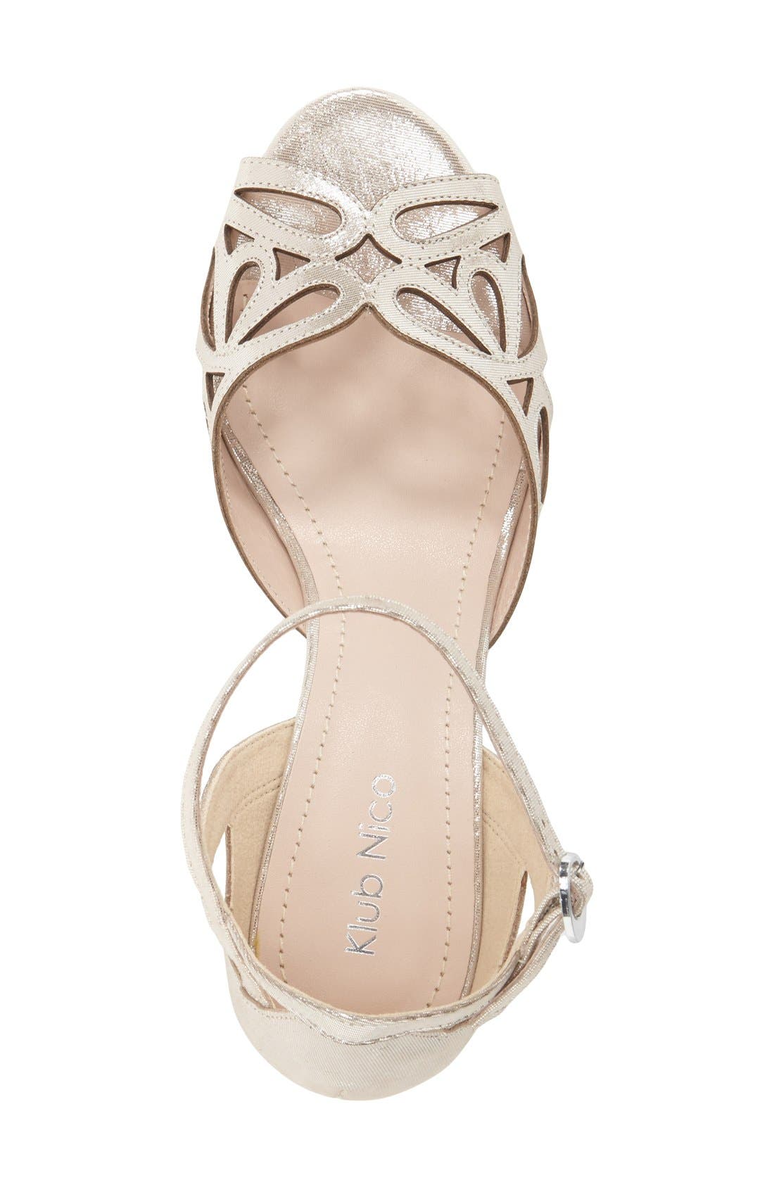 'Kismet' Wedge Sandal, Alternate, color, SILVER LEATHER
