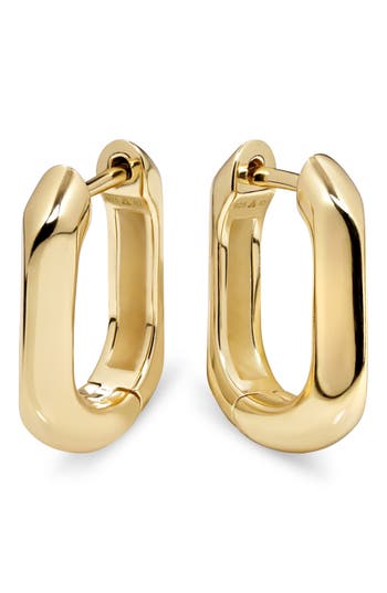 Devata Beveled Hoop Earrings In Gold