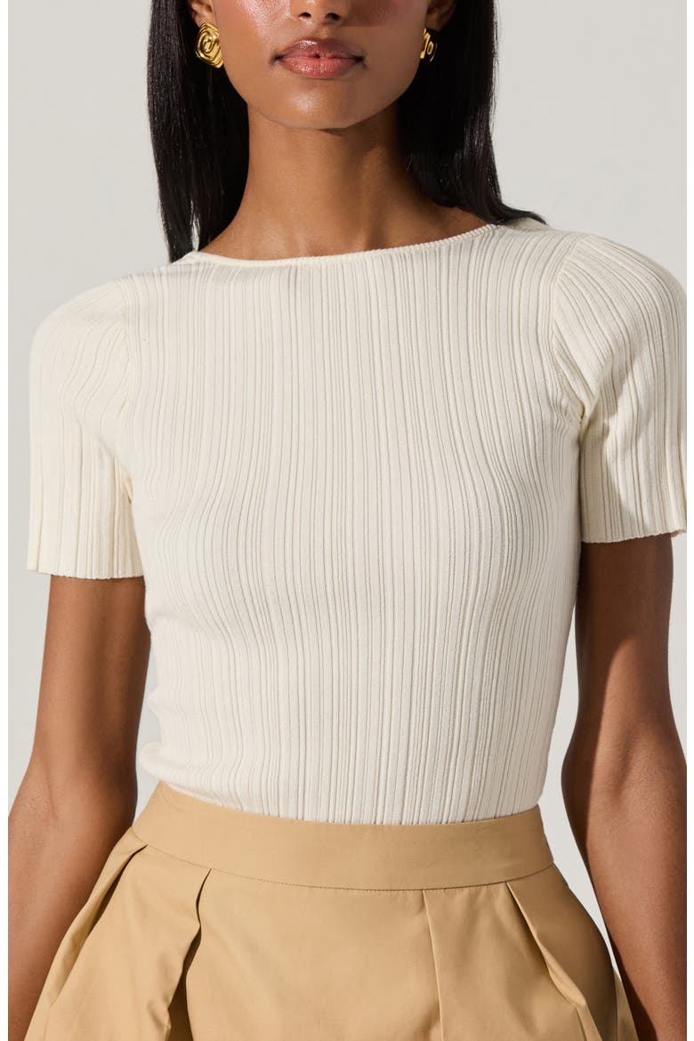 Nikola Short Sleeve Sweater, Alternate, color, VANILLA