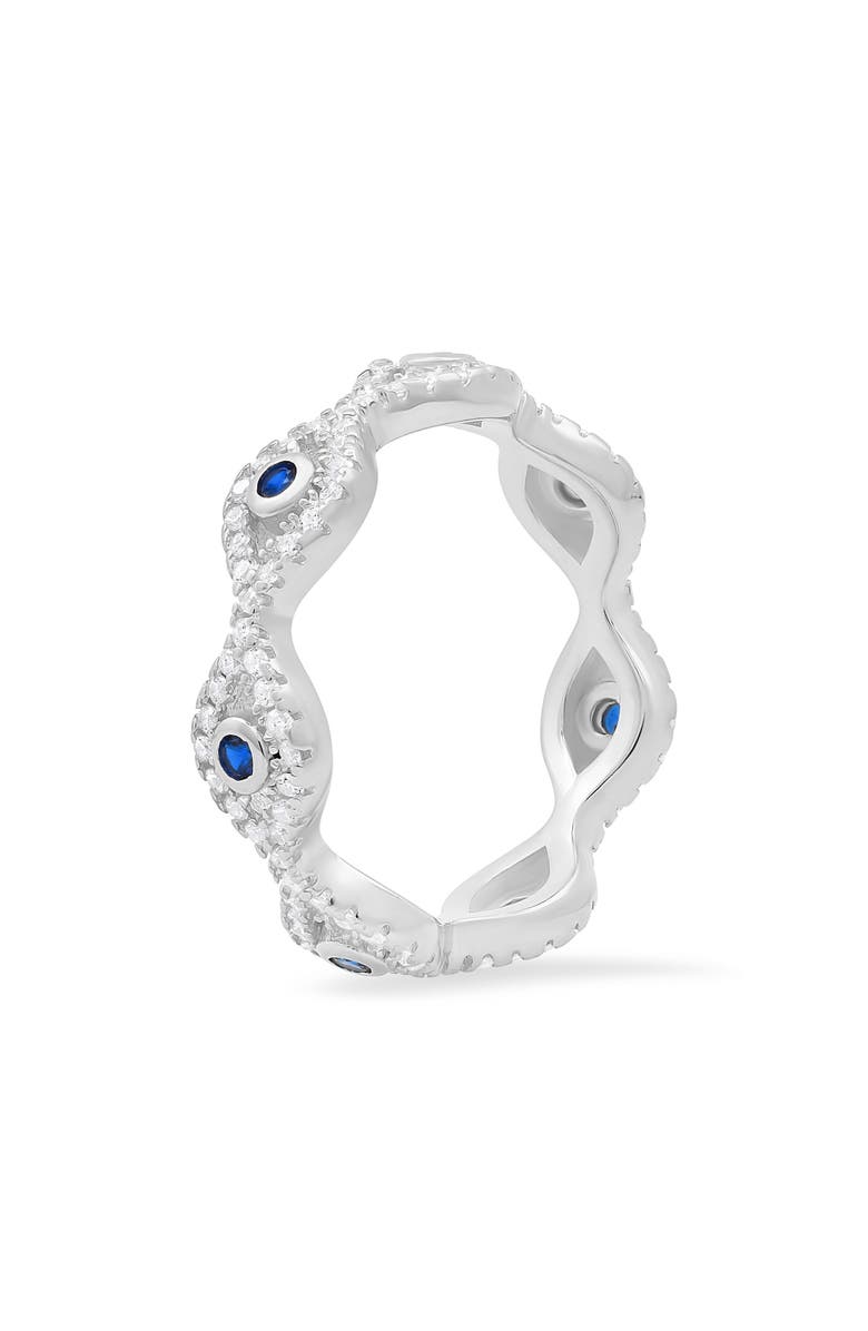 Queen Jewels Sterling Silver Evil Eye Eternity Band Ring, Alternate, color, Silver