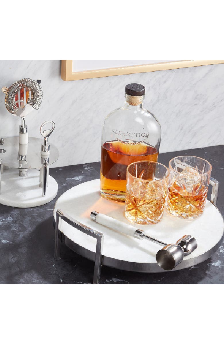 ROSELLI TRADING COMPANY Marble Bar Serving Tray, Alternate, color, White