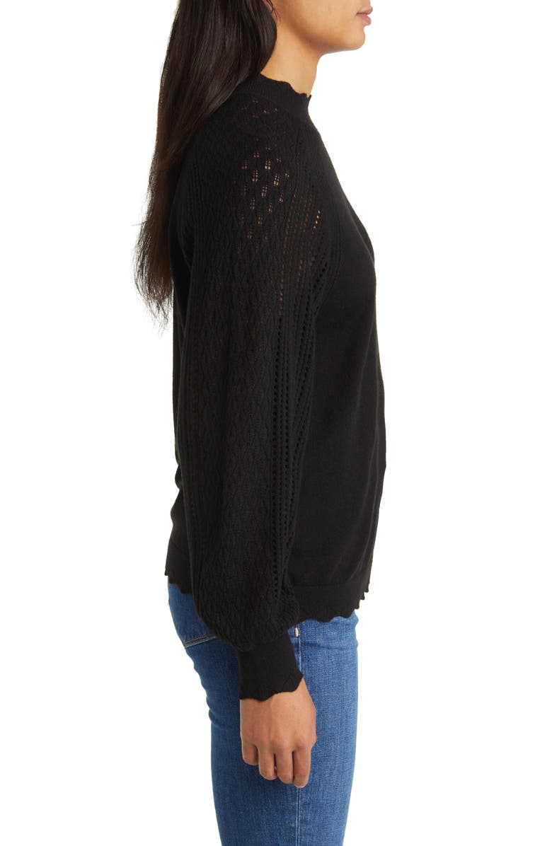Wit & Wisdom Scallop Mock Neck Sweater, Alternate, color, 