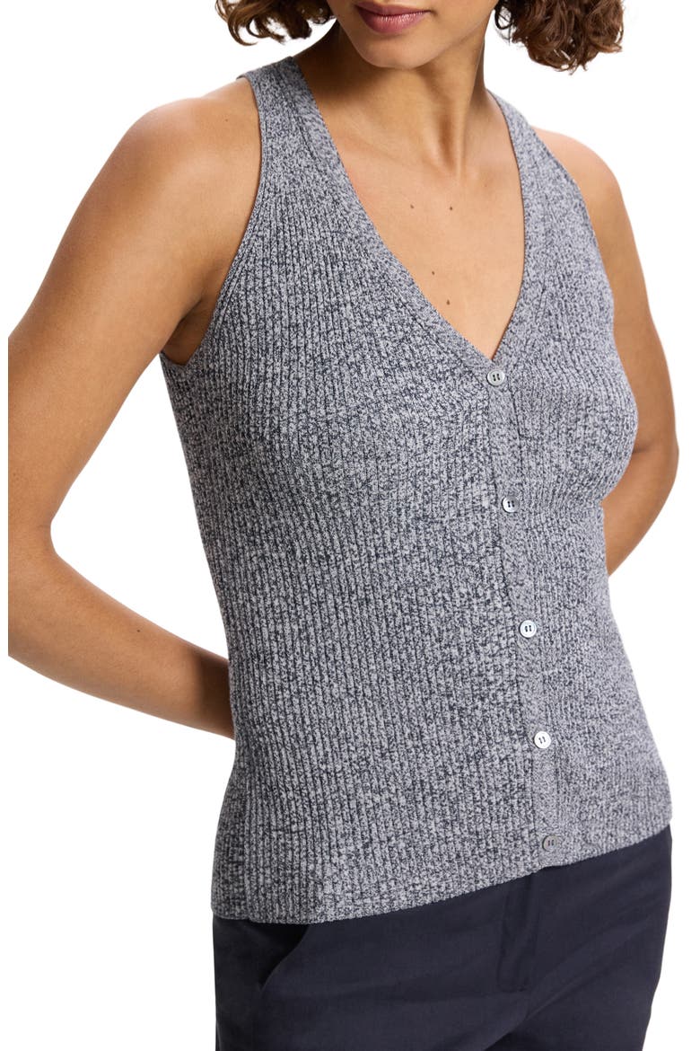 Bleeck Pima Cotton Blend Rib Sweater Vest, Main, color, NOCTURNE NAVY/ WHITE - XXG