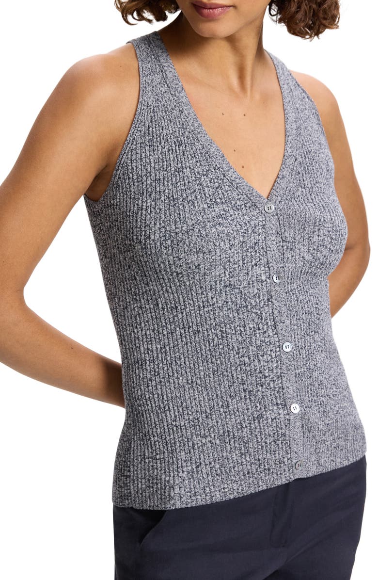 Theory Bleeck Pima Cotton Blend Rib Sweater Vest, Main, color,