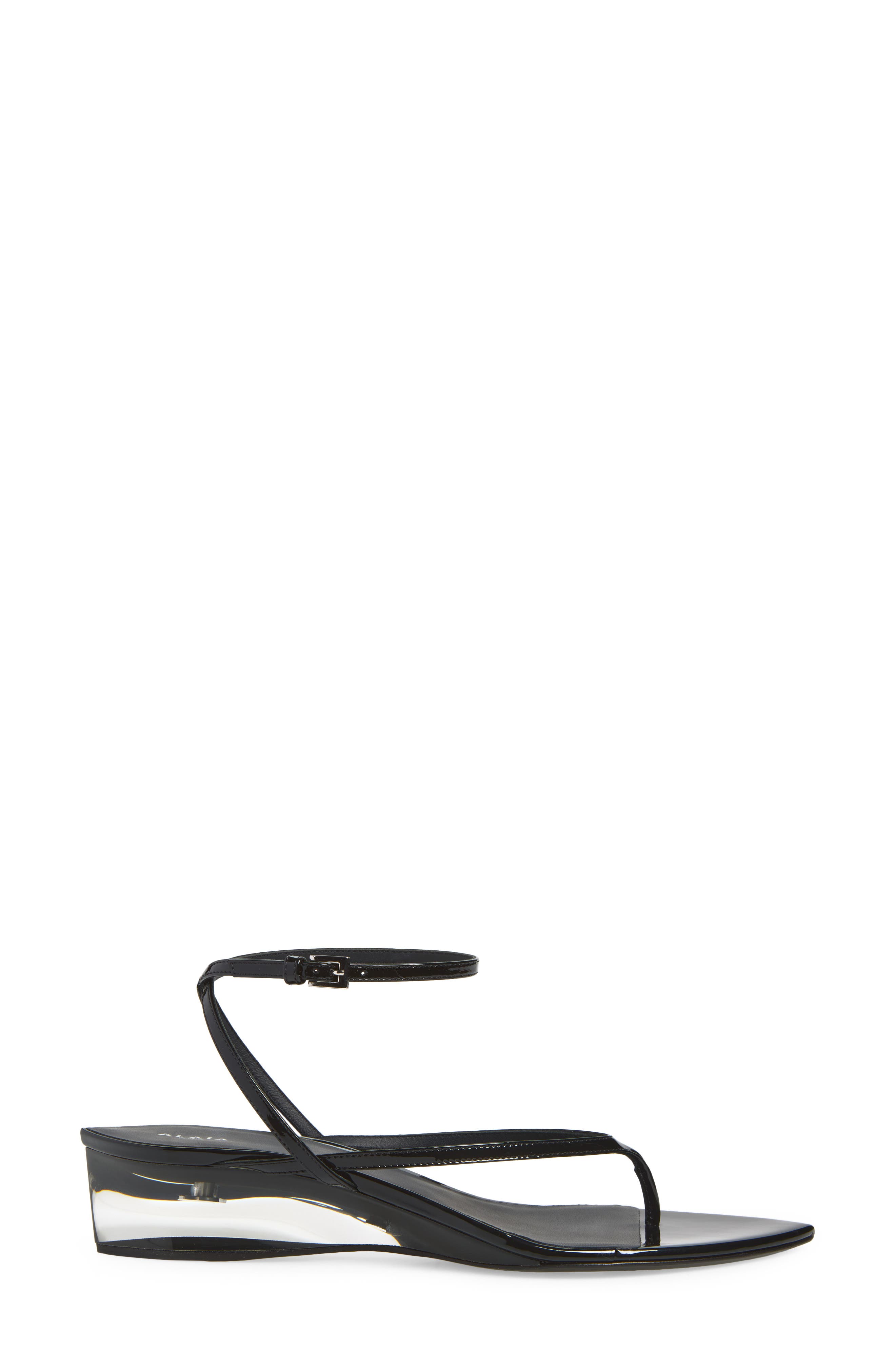 Invisible Wedge Ankle Strap Sandal, Alternate, color, NOIR
