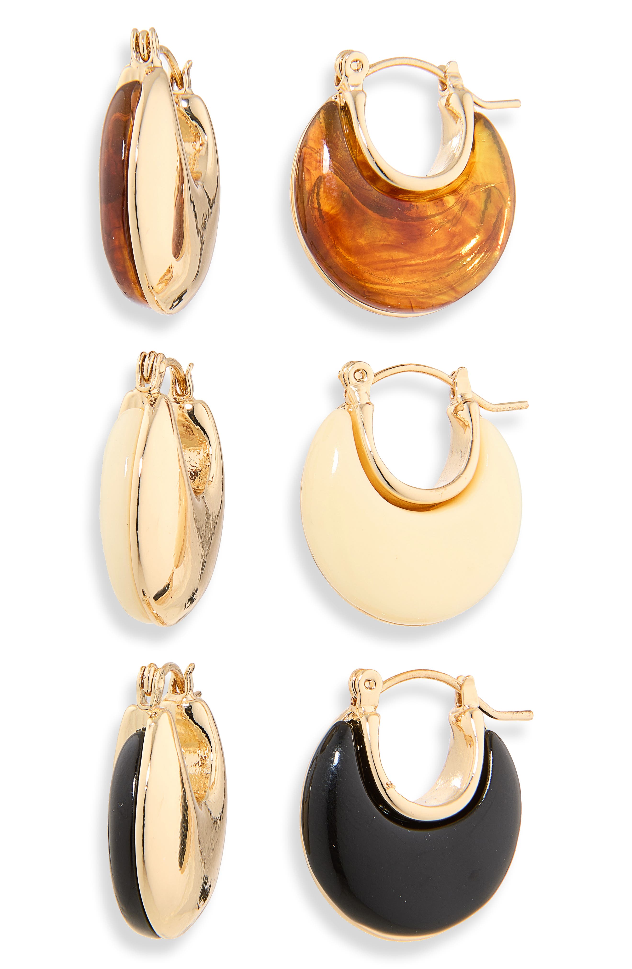 Set of 3 Resin Huggie Hoop Earrings