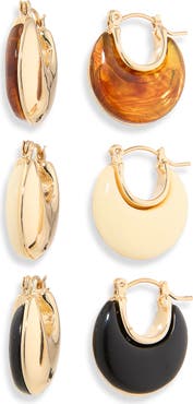 NATASHA Set of 3 Resin Huggie Hoop Earrings