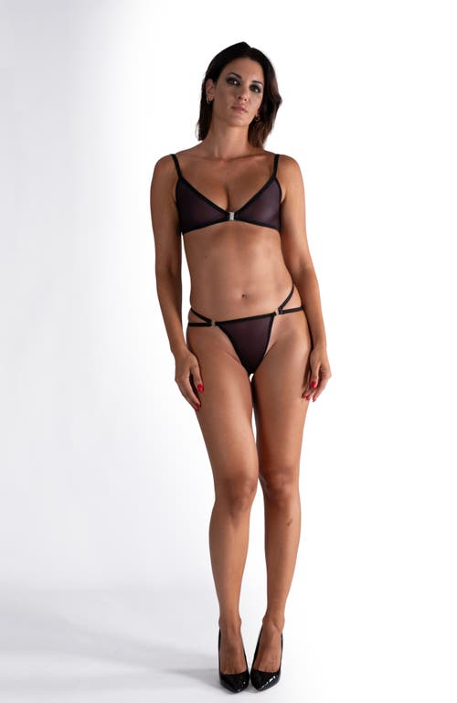 Lechery ® Lustrous Sheer Front Closure Triangle Bra In Black