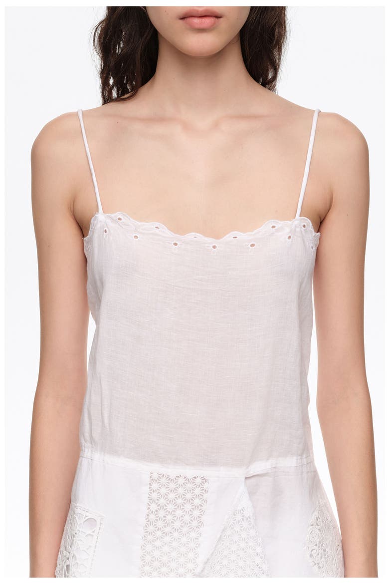 Embroidered Asymmetric Handkerchief Hem Top, Alternate, color, WHITE