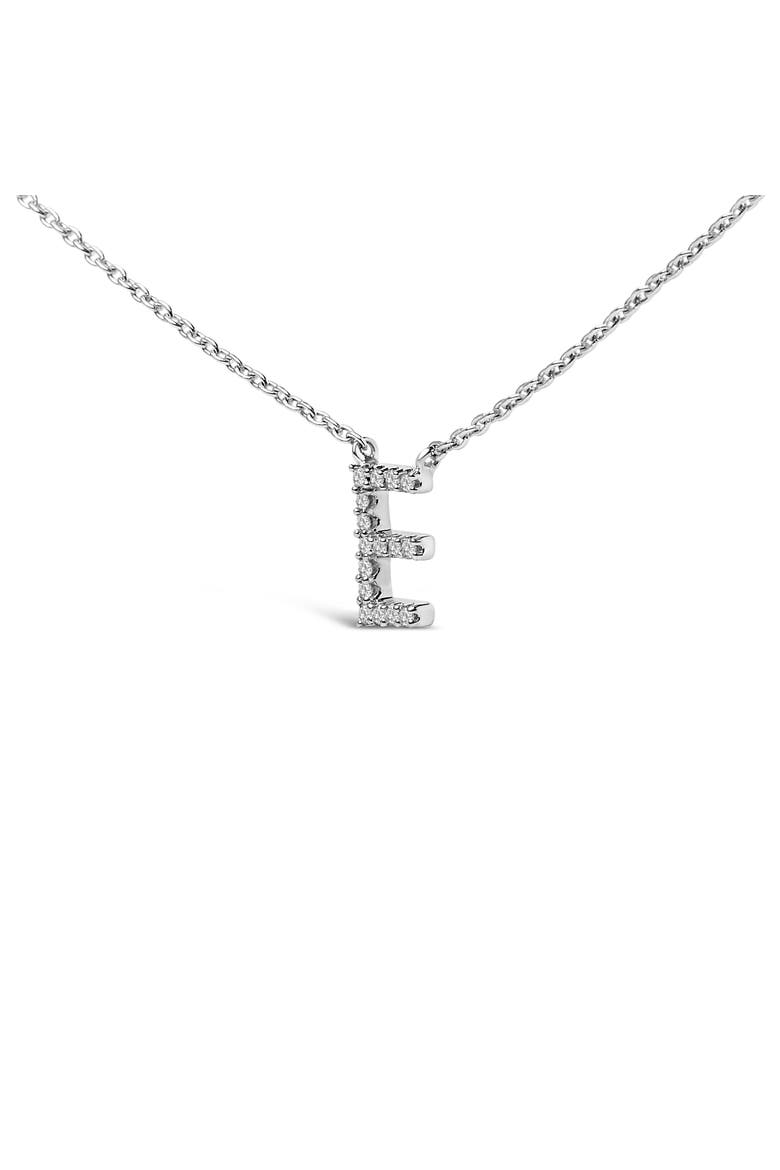 10K White Gold Diamond Accent "A-Z" Block Initial Pendant Necklace, Alternate, color, White Gold | E