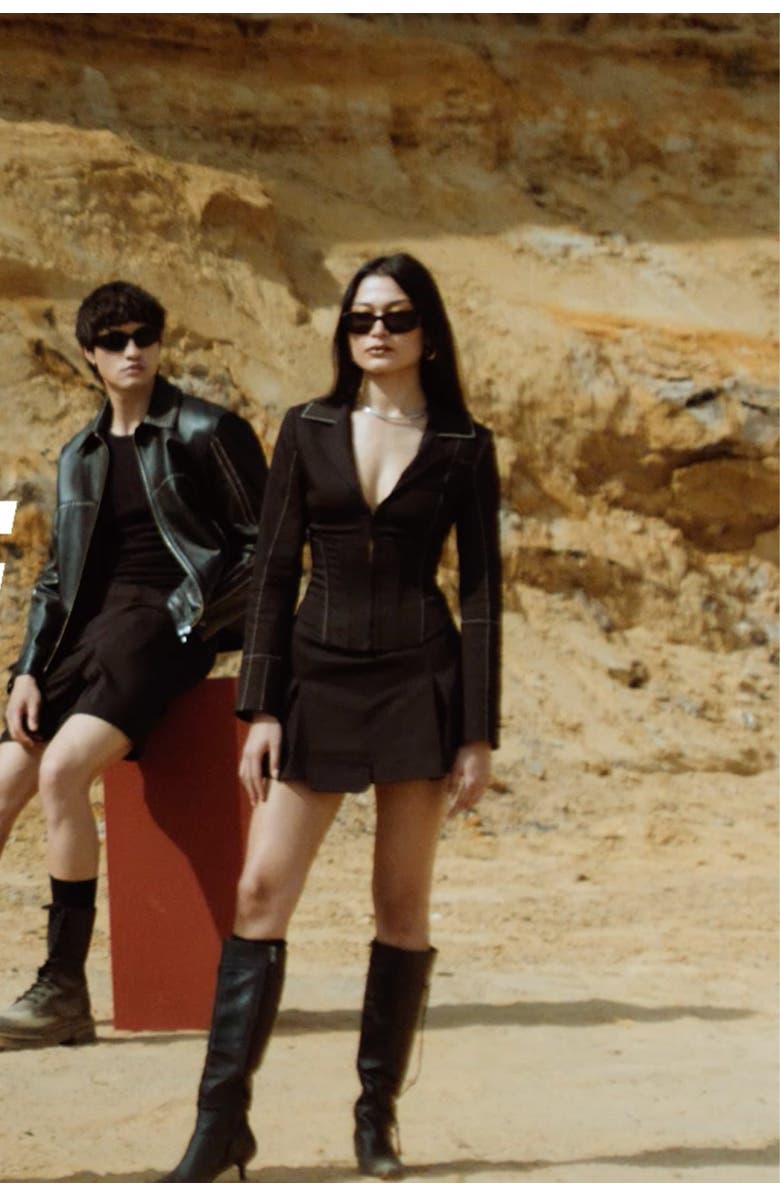 PCFG Free Heaven Pleated Mini Skirt, Alternate, color, Black