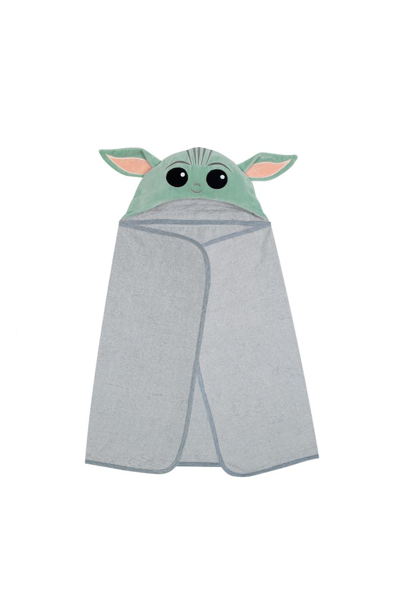 Lambs & Ivy Star Wars The Child/Baby Yoda/Grogu Gray Hooded Baby Bath Towel, Alternate, color, Gray