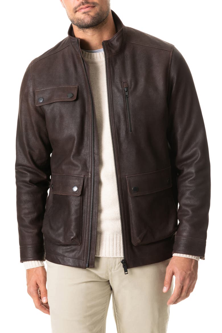 Silverdale Leather Jacket, Main, color, COCOA