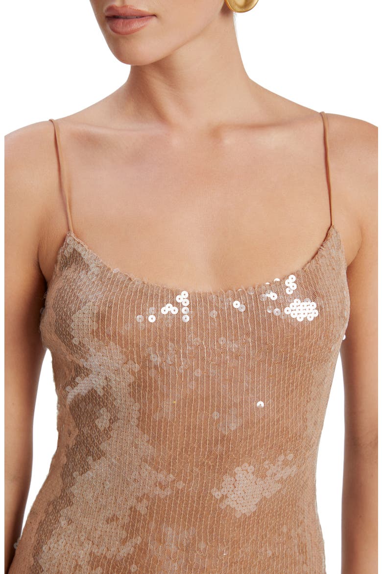 Ramira Sequin Cocktail Midi Dress, Alternate, color, BEIGE