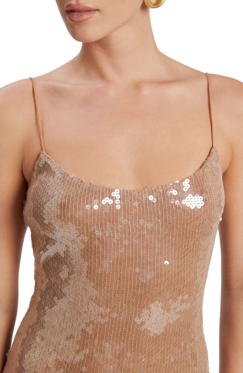 Bardot Ramira Sequin Cocktail Midi Dress In Beige