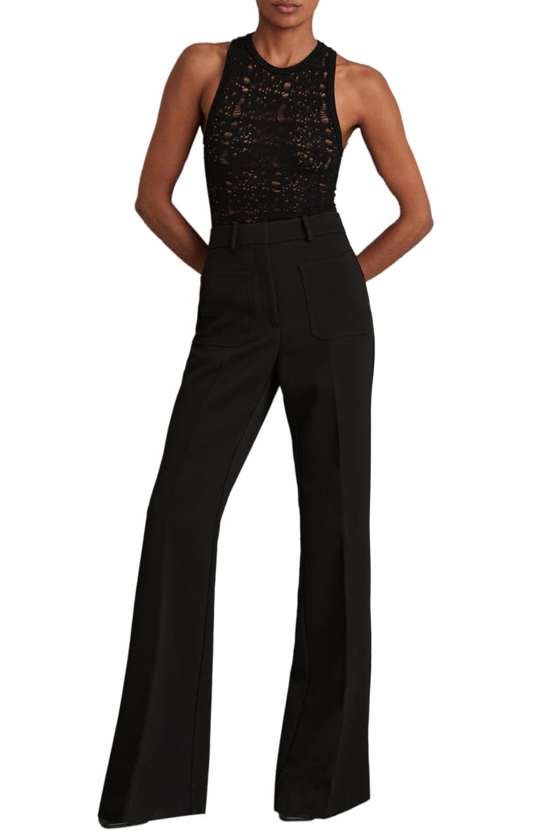 Reiss Priya Flared Pants, Alternate, color, Black