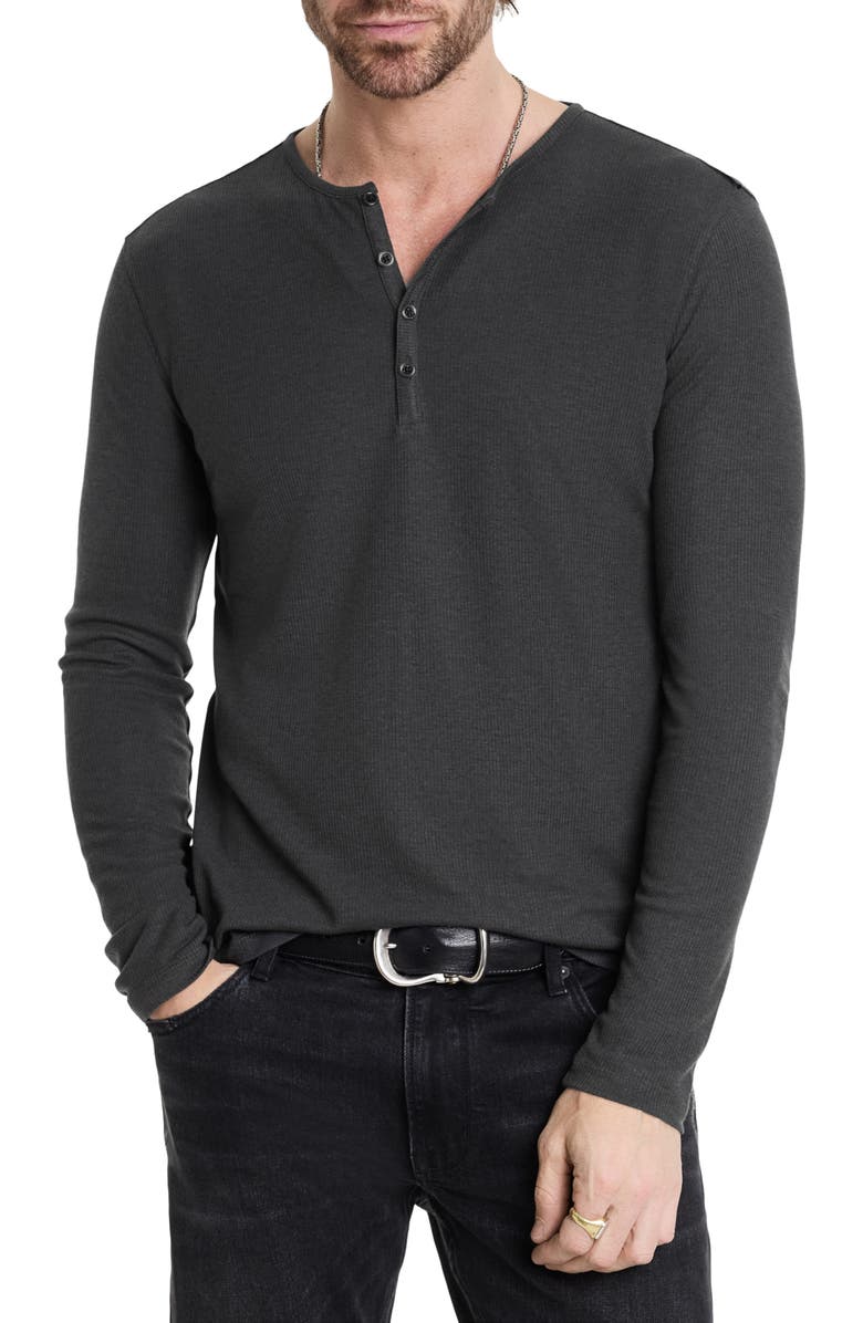John Varvatos Carver Long Sleeve Lyocell & Wool Henley, Main, color, 