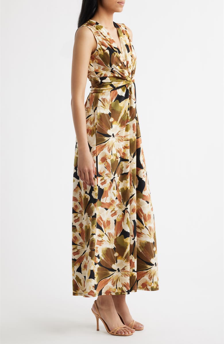 Anne Klein Twist Front Sleeveless Maxi Dress, Alternate, color, Anne Black Mutli