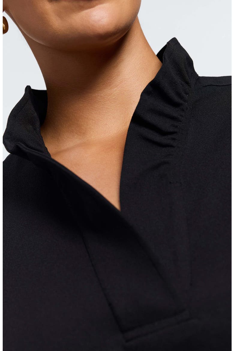 Tammy Ruffle Collar Crepe Sleeveless Top, Alternate, color, BLACK